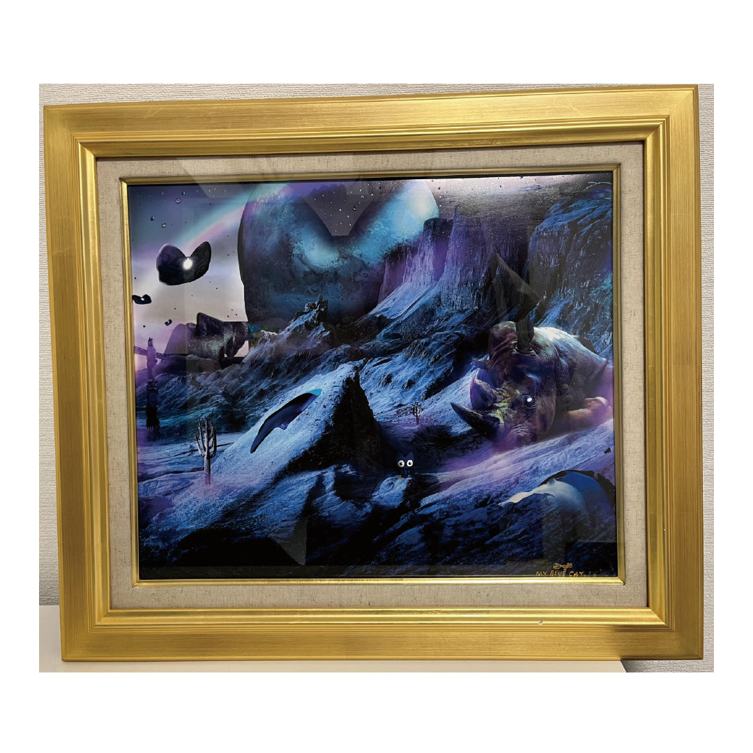Blue Planet and the Blue Cat by ゴトウダイ | Contemporary Painting
