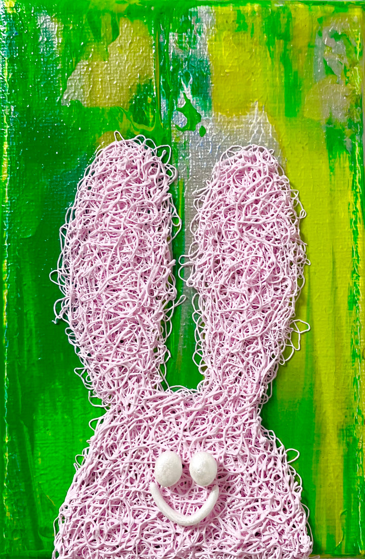 Mixed Emotions / Rabbit / Green mottled pattern and Whitey pink