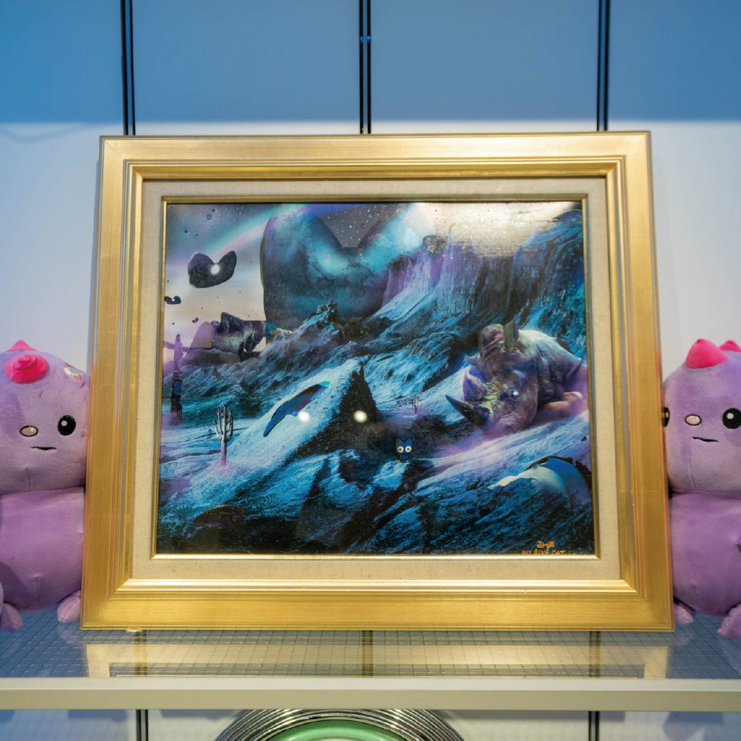 Blue Planet and the Blue Cat by ゴトウダイ | Contemporary Painting