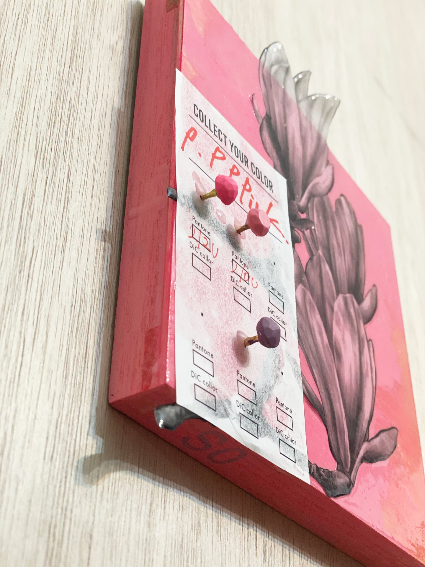 現代アート　オオヤサヤカ　Pink×Pink　ピクン×ピンク　コラージュアート P.P.P.Pink by オオヤサヤカ | 若手作家の作品販売 | 100以上の